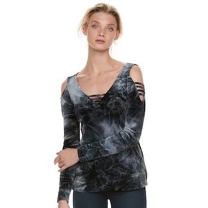 Rock and Republic Strappy Cold-Shoulder Velvet Top
